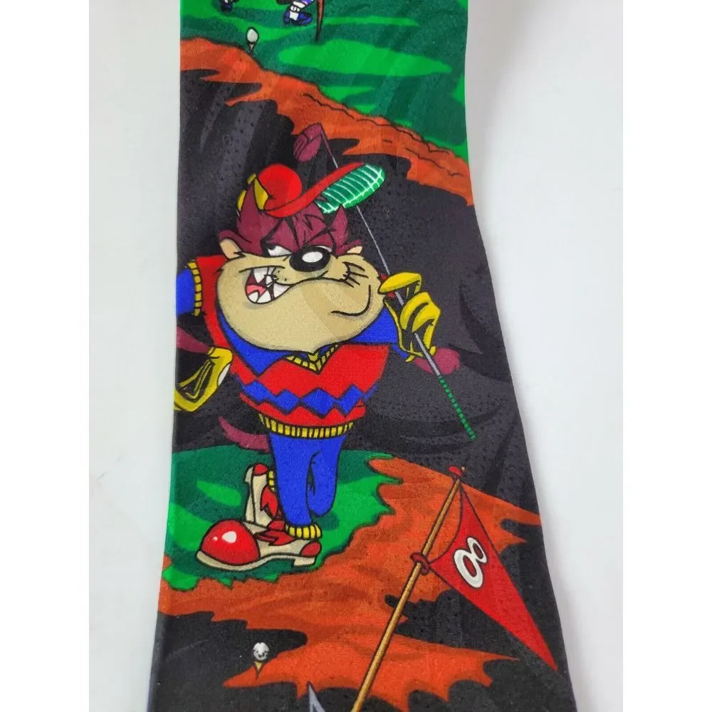 Vintage 90s Looney Tunes Bugs Bunny‎ Taz Devil Golf Tie Silk Collectible